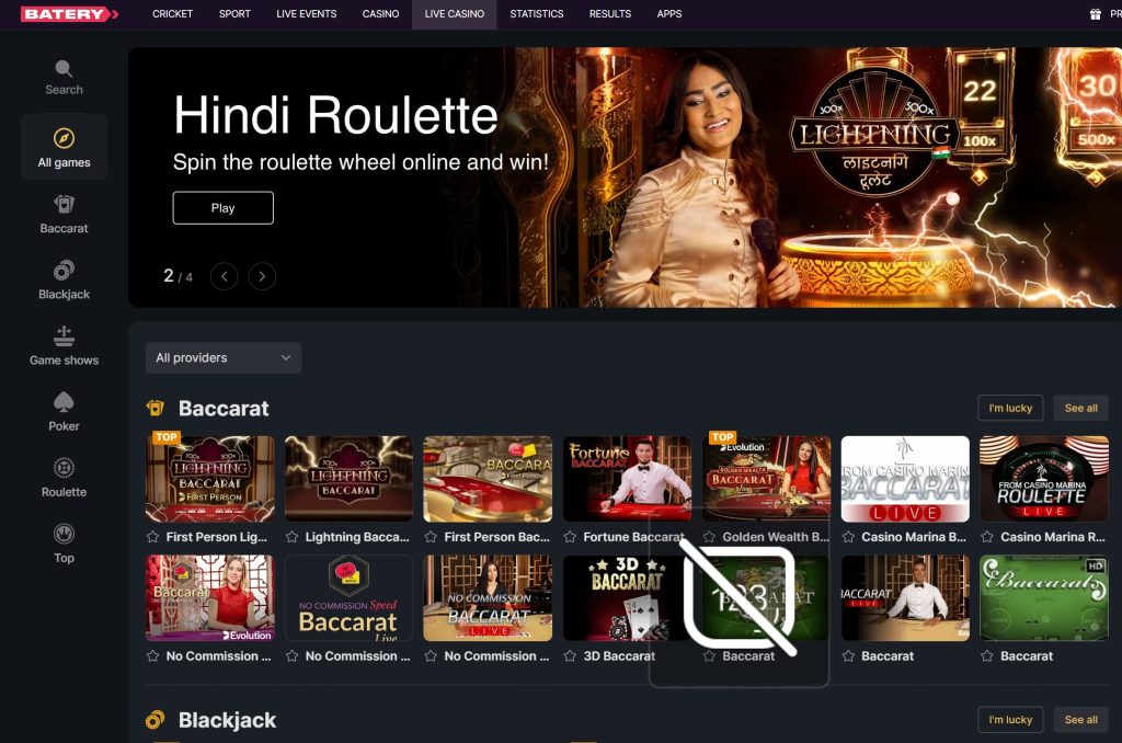 Live Casino in India: Explore the Excitement with Batery.bet